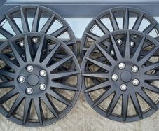 15 Inch black wheel Trims Set - Black  & silver chrome nuts