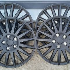15 Inch black wheel Trims Set - Black  & silver chrome nuts