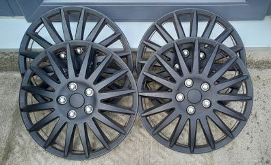 15 Inch black wheel Trims Set - Black  & silver chrome nuts