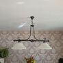 Twin ceiling lamps with frosted glass bell shades Image 2