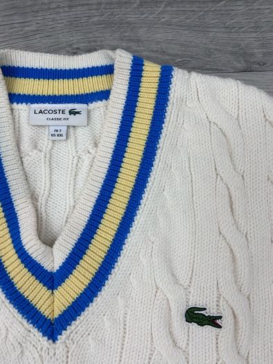 Lacoste Cable Knit Cricket Tennis Heavyweight Sleeveless Jumper Vest Mens XXL