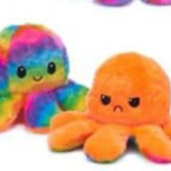 Reversible Octopus Plush (rainbow and orange)