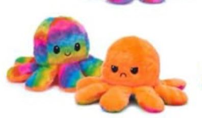 Reversible Octopus Plush (rainbow and orange)