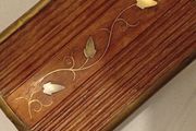 Antique Oak Box with Brass Insert Design Running through it