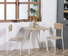3-Piece Dining Table Set, Square Modern Kitchen Table with 2 Chairs for Small Space