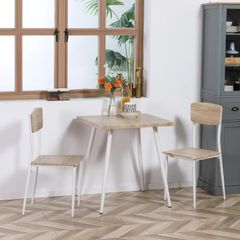 3-Piece Dining Table Set, Square Modern Kitchen Table with 2 Chairs for Small Space