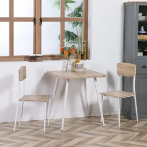 3-Piece Dining Table Set, Square Modern Kitchen Table with 2 Chairs for Small Space