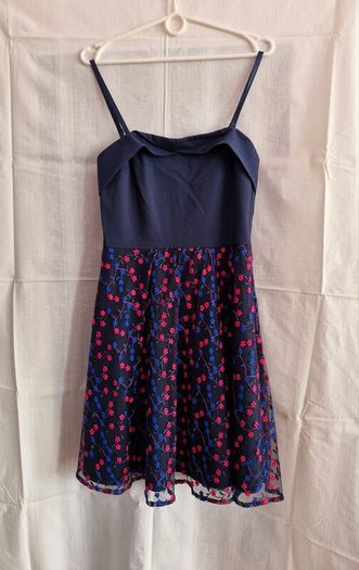 Orsay dress navy with blue and red/pink s. 38/10