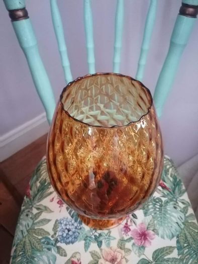 Mid-Century Italian Amber Glass Balloon Vase