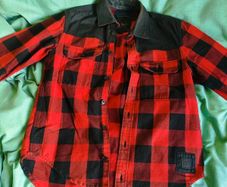 Denim Jacket Red Black Checkered Reserved S Size