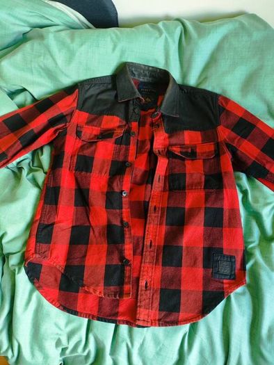 Denim Jacket Red Black Checkered Reserved S Size