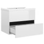 Sink Cabinet with Built-in Basin High Gloss White Chipboard Image 5