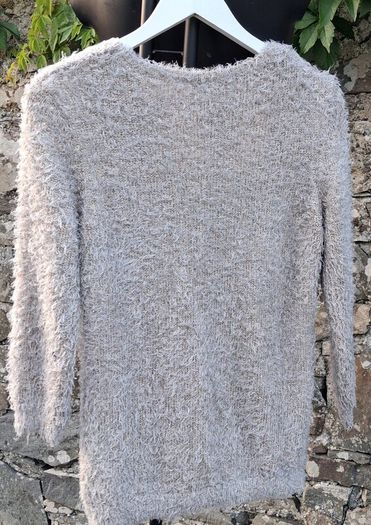 Beige Fuzzy Chenille with Gold Iridescent Sequins Jumper