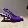 Point Toe Stiletto Heeled Slingback Pumps purple low heels size 7 UK / 40 EU Image 2