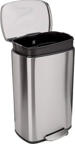 Rectangular Kitchen Pedal Bin with Steel Bar Pedal, Soft-Closing Mechanism, Brushed Stainless Steel, 50 L