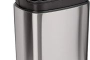 Rectangular Kitchen Pedal Bin with Steel Bar Pedal, Soft-Closing Mechanism, Brushed Stainless Steel, 50 L