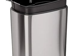 Rectangular Kitchen Pedal Bin with Steel Bar Pedal, Soft-Closing Mechanism, Brushed Stainless Steel, 50 L