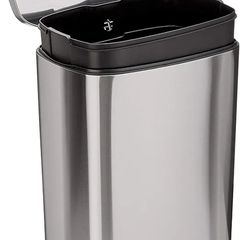 Rectangular Kitchen Pedal Bin with Steel Bar Pedal, Soft-Closing Mechanism, Brushed Stainless Steel, 50 L