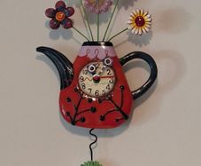 Allen Designs P9014 Flower-Tea-Full Pendulum Wall Clock