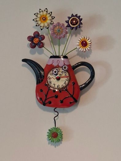 Allen Designs P9014 Flower-Tea-Full Pendulum Wall Clock