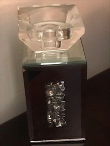 Tealight Candle Holder Diamond Crystal Mirrored