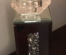 Tealight Candle Holder Diamond Crystal Mirrored