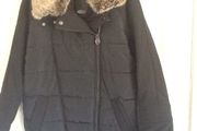 Warm black coat with detachable fur