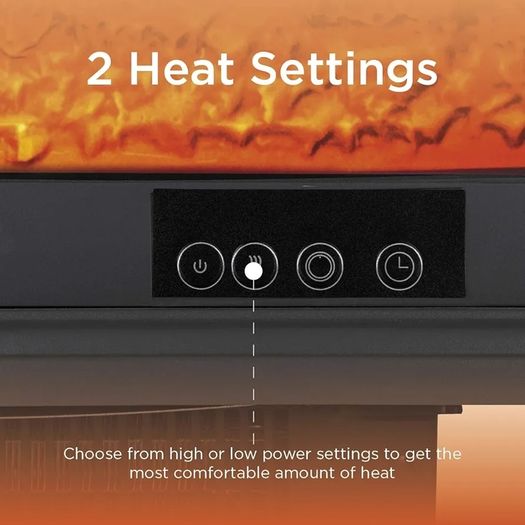 WL46020 Rochester Portable Electric Double Door Fireplace Heater with Realistic LED Flame Effect, Remote Control, 2000W, Black