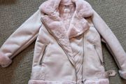 New Mango fur lined Pink Biker Jacket - 10 years