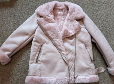 New Mango fur lined Pink Biker Jacket - 10 years