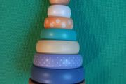 Wooden stacking tower, stacking rings