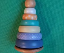 Wooden stacking tower, stacking rings