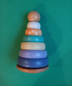 Wooden stacking tower, stacking rings