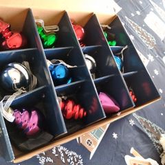 Retro Vintage Style Christmas Baubles one Box of x12 Glass Ornaments