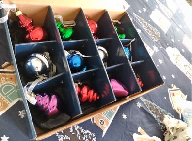Retro Vintage Style Christmas Baubles one Box of x12 Glass Ornaments