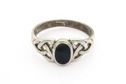 Vintage 925 Sterling Silver &amp; Black Onyx Celtic Knot Ring