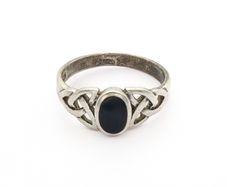 Vintage 925 Sterling Silver & Black Onyx Celtic Knot Ring