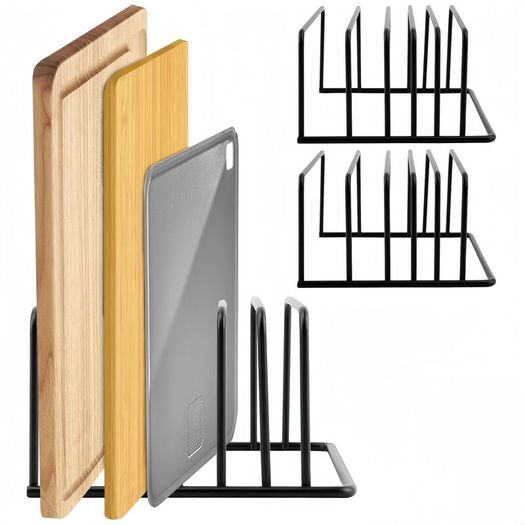 5 Tier Kitchen Cutting Board Rack, Carbon Steel Cutting Board Rack, Kitchen Pot Lid Storage Rack Kitchen Organizer And Storage