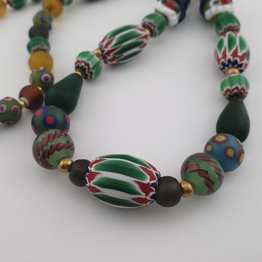 Vintage Venetian African Style Mix Glass Beads Necklace