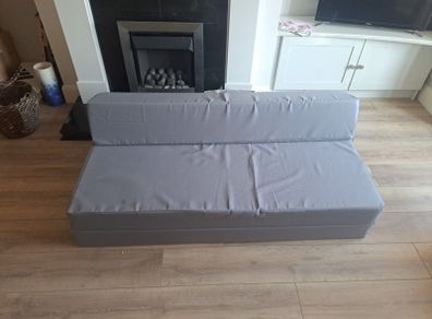 Fold out foam sofa. Great for children's playroom or bedroom.