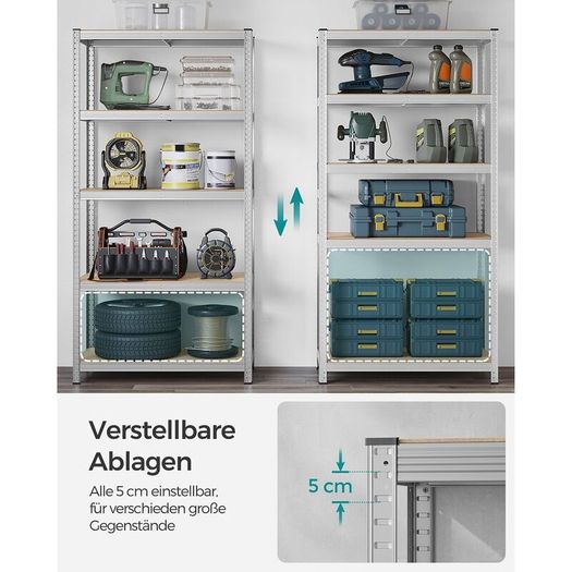 Storage Shelves Set of 2  Heavy Duty Garage Shelving 200 x 100 x 50cm