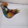 Pair of Hand Blown Multicoloured Art Glass Rooster Figurines Image 2