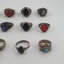 Antique Ring Lot of 15 Rustic Brass & Glass Jewellery Image 2