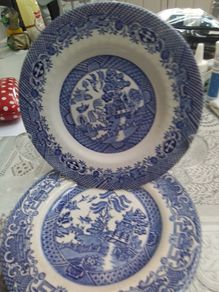 Two  Blue Willow Side Plates