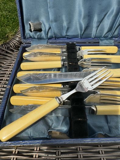Cased set of fish knives & forks