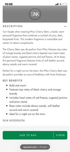 New PHLUR Cherry Stem EDP 50mls