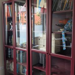 2 x Burgundy Ikea Billy & Oxberg Bookcases