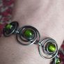 Vintage Twisted Bracelet with Green Glass Beads Inserts. Image 6