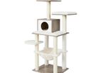 High Quality Cat tree 138 cm with platforms Cat tree, 138 cm cat tree, modern, cat furniture, multi-storey cat scratching post, cuddle cave, sisal trunks, hammock, platforms, soft plush, washable cushions