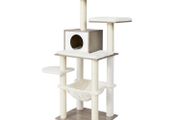High Quality Cat tree 138 cm with platforms Cat tree, 138 cm cat tree, modern, cat furniture, multi-storey cat scratching post, cuddle cave, sisal trunks, hammock, platforms, soft plush, washable cushions